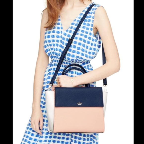 kate spade Handbags - Kate Spade Cameron Street Blakely Navy, Pink, & White Satchel Shoulder Purse Bag